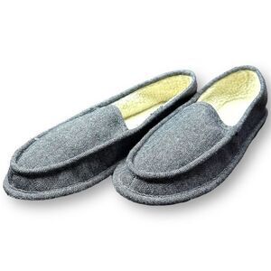 NWOB CORDS Men's Non-slip Moccasin Slippers Gray/White Size 13-14 Indoor Outdoor